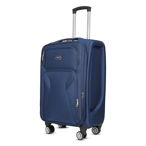 Image of AMERICAN TRAVELLER Bite 55 cm Cabin Trolley Bag (2-3 Days) | Expandable | 360 Spinner Wheels, Telescopic Handle, Front Pockets, Twill Fabric, Travel Bag, 5 Years Warranty