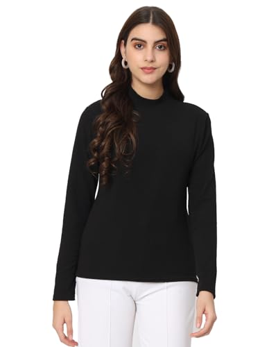 Image of Istyle Can Solid HIgh Neck Full Sleeve Stretchable Slim Fit Top for Women | Tops for Women | high Neck top for Women | Winter Tops for Women