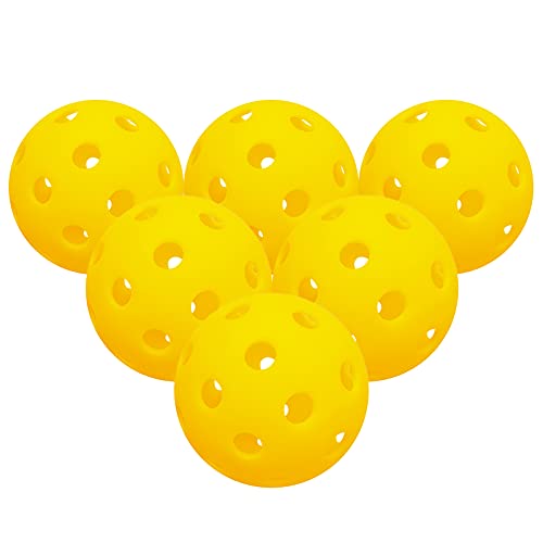 pekdi 6 Packs 40 Holes Outdoor Pickleball Balls for Outdoor Courts