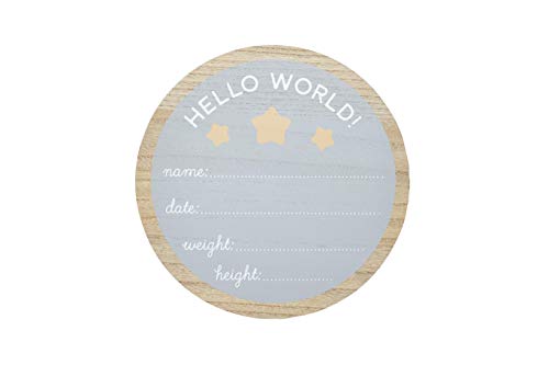 Image of Kate & Milo Hello World Fill-in Wooden Photo Prop with Included Marker, Welcome Baby, New Baby Gift, Gender-Neutral Baby Decor (Pack of 2)