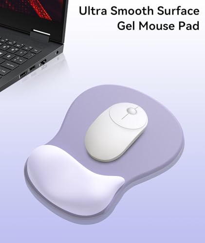 Image of eulps Mouse Pad with Gel Wrist Rest, Ergonomic Comfortable Computer Wrist Support for Laptop, Pain Relief Mousepad with Non-Slip PU Base for Office & Home (02Purple)