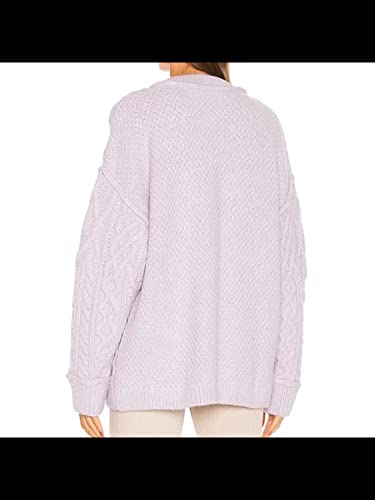 Free People Womens Purple Long Sleeve Crew Neck Wear to Work Sweater S2