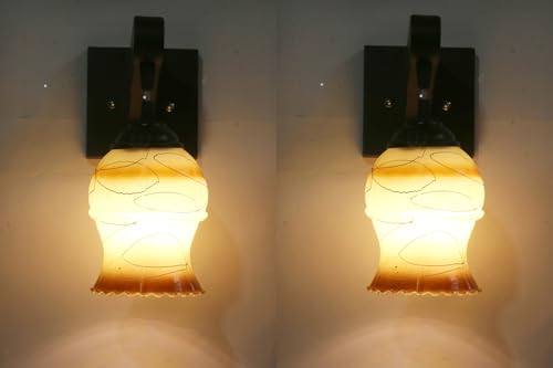 Image of Modern Decorative Designer Wall Light Industries for Living Room, Bedroom, Bedside, and Decorative Lighting Indoor Use, Bulb Not Included (122 Brown, 2)