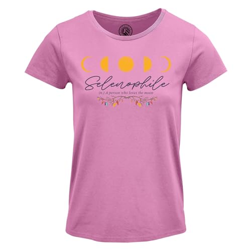 T-shirt femme sélénophile col rond motif lune bohème idée cadeau poétique