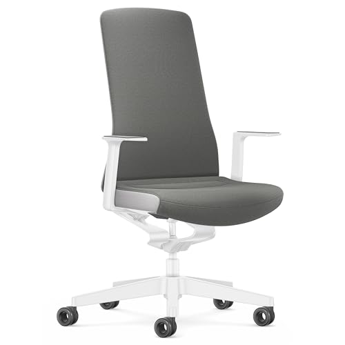 Interstuhl Bürostuhl Pure Interior Edition - Der Schreibtischstuhl der Sich an Gewicht und Bewegung anpasst - ergonomische Smart-Spring Technologie - Made in Germany (1D-Armlehne, Grau | Weiß)