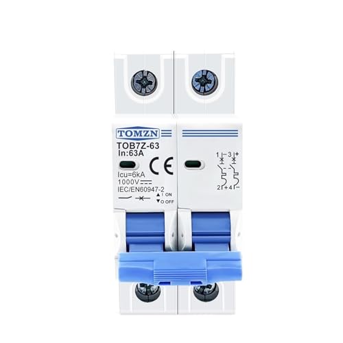 Disyuntor solar mini MCB de 2 polos CC 1000V de 3A a 63A para sistemas fotovoltaicos