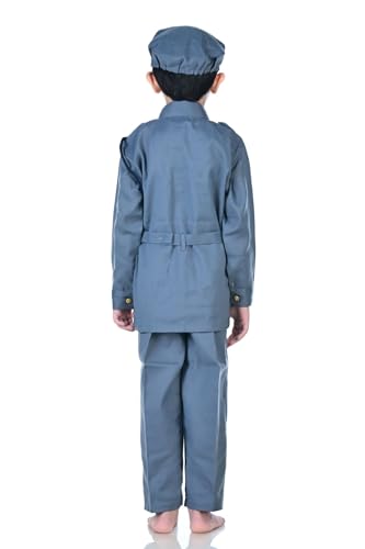 Image of BookMyCostume Premium Fabric Indian Air Force with Whistle Professional Community Helper Kids Fancy Dress Costume - Grey 3-4 years