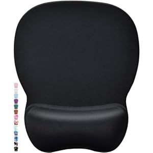 MROCO Ergonomic Mouse Pad with Gel Wrist Support, Comfortable Mousepad with Smooth Wrist Rest Surface and Non-Slip PU Base for Pain Relief, Computer, Laptop, Office & Home, 9.4 x 8.1 in, Black Color