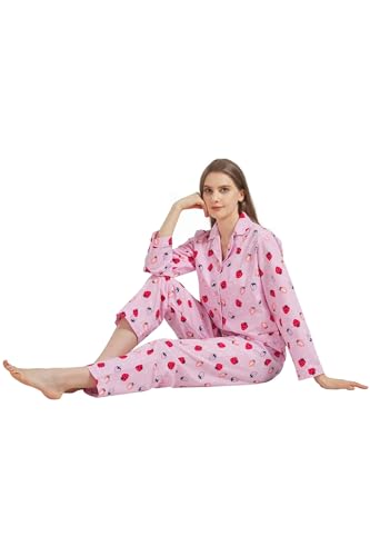 GLOBAL Womens Pajamas Set 100% Cotton Womens PJs Drawstring Sleepwear for Women XX-Large