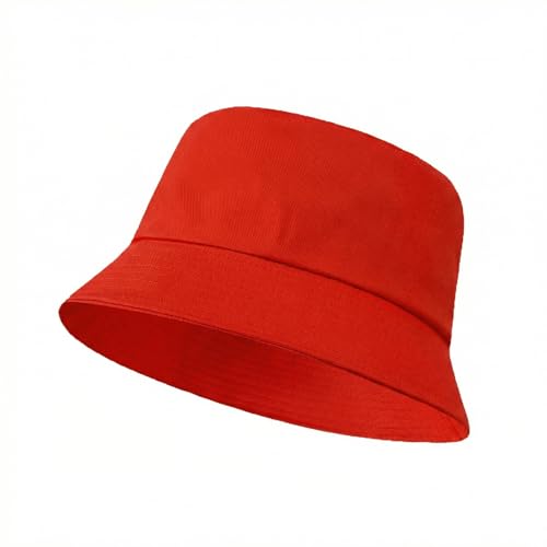 Geukmun Bucket Hat Unisex Cotton Sun Protection Summer Beach Outdoor Fishing Travel Hat UV Packable Red