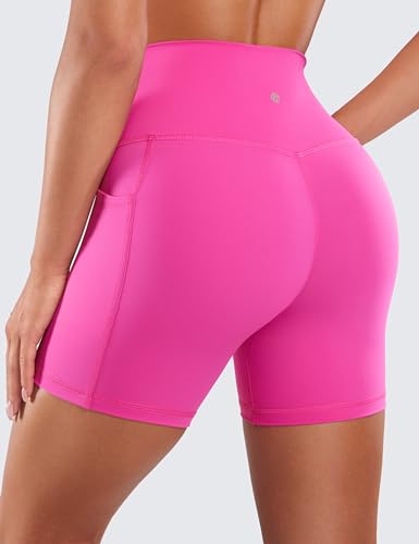 Image of CRZ YOGA Biker Shorts Pockets 5 inch | Naked Feeling, Sleek, Decent Compression, Yoga, High Waisted, for Women