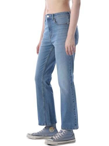Image of ONLY Women's Solid Flared High Rise Black Jeans