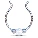 Adjustable Fake Septum ring- Sterling Silver White Opal clip on septum - Faux Septum Ring jewelry, septum piercing