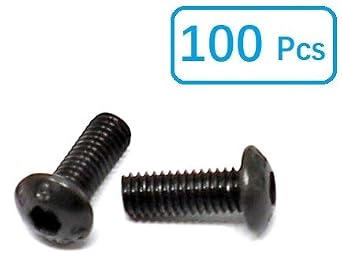 iexcell 100 Pcs M3 x 8mm Thread Pitch 0.5 mm Alloy Steel 10.9 Grade Hex Socket Button Head Cap Screws Bolts Kit, Black Oxide Finish