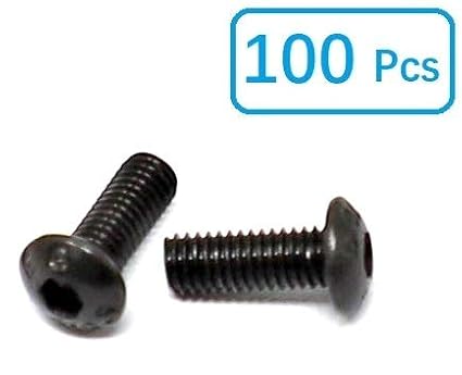 iexcell 100 Pcs M3 x 8mm Thread Pitch 0.5 mm Alloy Steel 10.9 Grade Hex Socket Button Head Cap Screws Bolts Kit, Black Oxide Finish