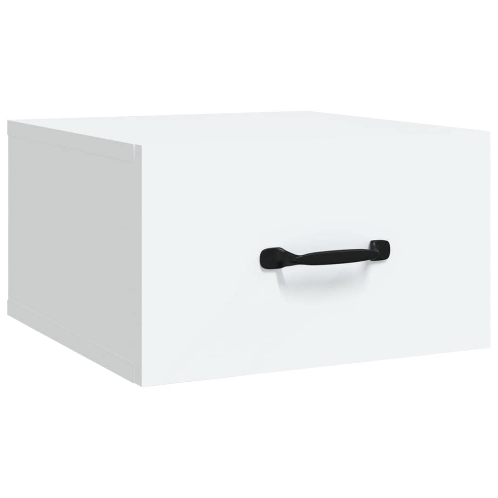 Comodini sospesi da parete, 2 pezzi, bianco, 35 x 35 x 20 cm, in legno, comodini sospesi, con molto spazio per libri e piccoli oggetti, decorazione salvaspazio