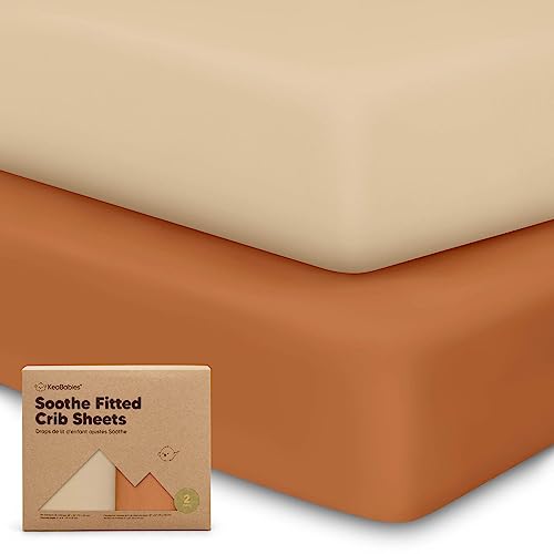 Image of KeaBabies 2-Pack Organic Crib Sheets for Boys, Girls, Jersey Fitted Baby Crib Sheets Neutral, Cotton Breathable Crib Sheet, Cute Printed Crib Mattress Sheet, Baby Mattress Sheets (Rust)