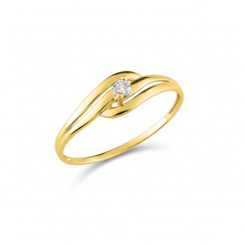 Bijouxenvogue Anello Oro Giallo, Bianco 18k Diamante GH P1 Dimensione 54