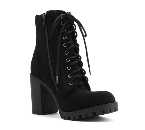 Image of Soda Women's Malia Faux Lace Up Chunky Lug Sole Combat Boot