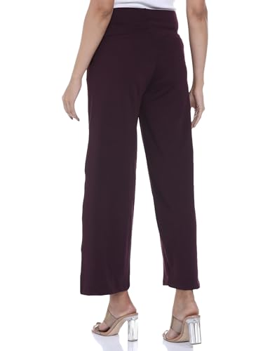 Image of FYLTR Women's Classic Wide Leg Trousers with Side Button-up Design | Mid-Rise | Trouser Pants for Women