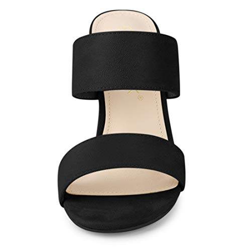 Allegra K Allegra K Women's Opened Toe Block Heeled Slide Black Sandals 8 M US