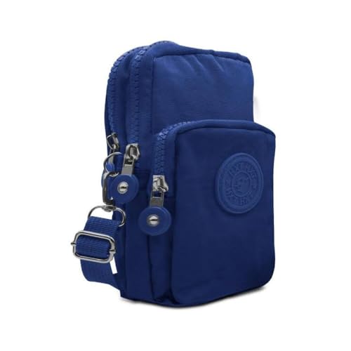 Bolsa Bag Tiracolo Transversal Compacta Versátil e Impermeável com Alça Ajustável (Azul Marinho - Bolsa e Logo)