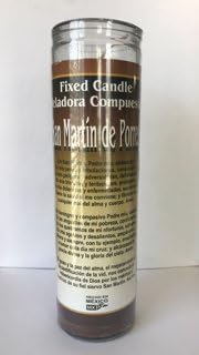 Miniatura 3 de San Martin de Porres - Vela de cristal (7 días), color marrón, religiosa, redonda