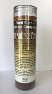 San Martin de Porres 7-Day Glass Candle - Brown, Religious, Round