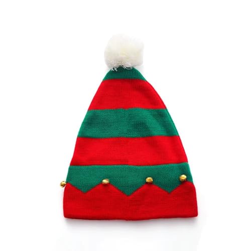 Christmas Elf Knitted Hat Xmas Elf Beanie Kids Santa Hats with Pom Pom and Bells for Christmas Holiday Winter for Children4