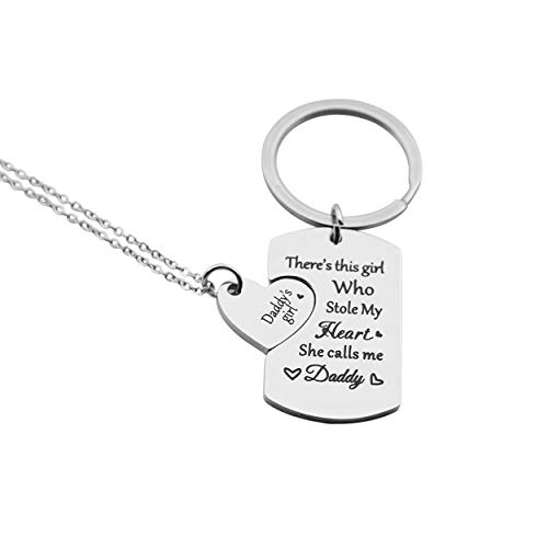 Daddy's Teengirl Mama's World 3 Piece Keychain Pendant Necklace,Key Ring Set 3 Family Jewelry Gifts For Dad Mom and Daughter,I Love You Gift From Father Mother or Daughter Son