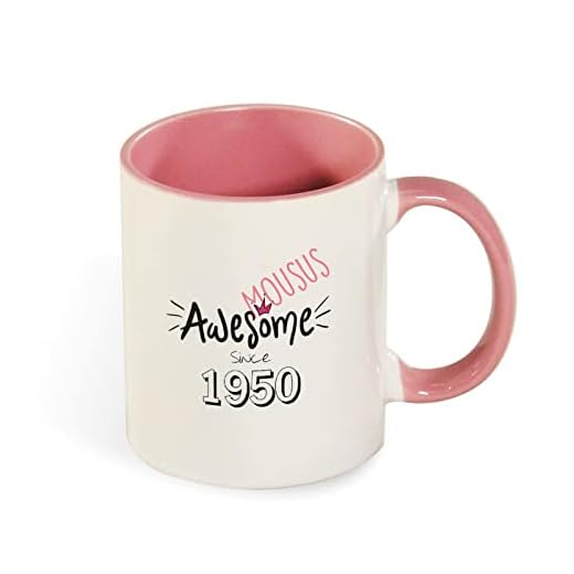 Taza de café divertida, regalo de cumpleaños de 1950, diseño de dos tonos, color rosa