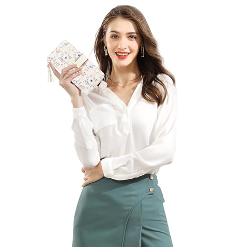 Image of RFID Wallets for Women with Multiple Card Slots and Cellphone Compartment, Womens Wallet, Hydrangea, Classical