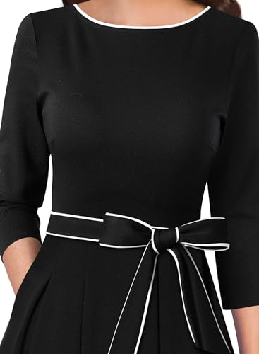 Image of VFSHOW Womens Work Business Casual Church Pockets Belted A-Line Midi Dress
