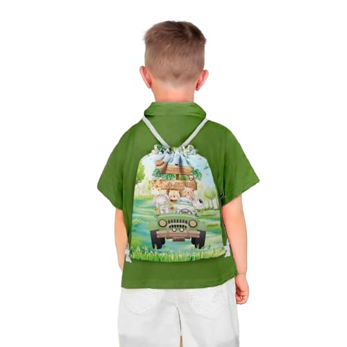 Mochilinha Bag Infantil Personalizado com Nome e Idade Safari Animais Carro Aquarela (Mochilinha 20x30, Unidades, 10)