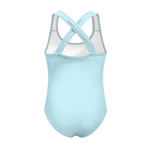Image of Girls One Piece Swimsuit Axolotl Cross Back Straps Bathing Suit Lightweight Quick Dry Gymnastics Leotard