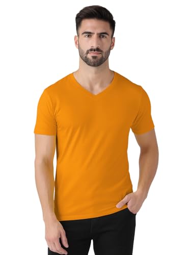Image of Friskers Men's V-Neck Short Sleeves Cotton T-Shirt - Casual T-Shirt, Regular Fit