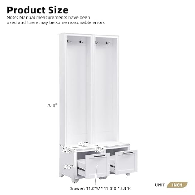 Set of 2-31.4 W * 70.8 H Elegant Free Standing Hall Tree - 3 - in - 1 for Hallway & Living Room