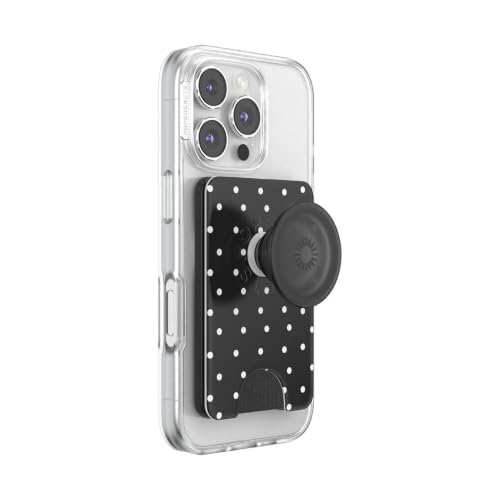 Image of PopSockets Phone Wallet for MagSafe, Phone Card Holder with Grip, Cute - Licorice Dot