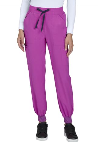 KOI Solis x Hettie Women's 7-Pocket Jogger-Style Scrub Pant Hibiscus Pink Medium
