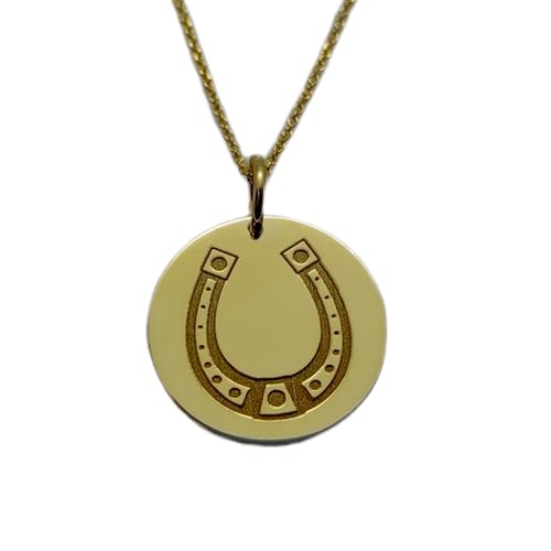Collier pendentif pièce gravée fer à cheval en argent sterling plaqué or durable