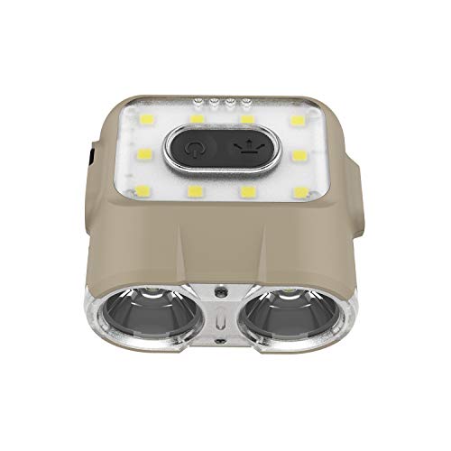 Top Brands Claymore [Capon 120H] Rechargeable Cap Light Double Bean Light Further Distance & Wide Area Coverage,Clip On Light, Motion Sensor, 3 Lighting Modes, 500 Lumens, Dust and Waterproof for Camping [Tan]