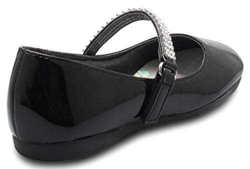 Olivia K Girls Mary Jane Ballet Flat - Rhinestone on Strap - Easy Velcro Slip On3