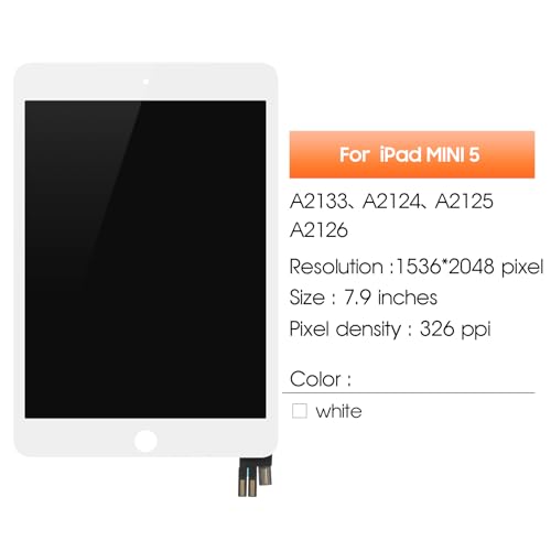 Écran LCD iPad Mini 5 assemblé avec numériseur en verre blanc pour modèles 2019