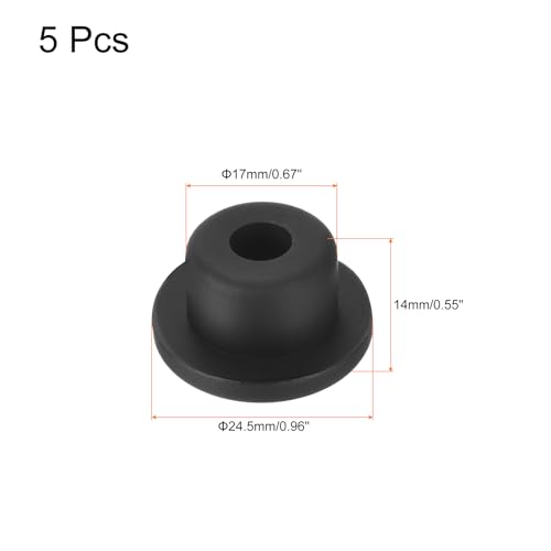 Image of uxcell High Temp Silicone Plug Mount Dia 17mm /0.67 inch t Shaped Rubber Stopper Hole Plugs for Powder Coating Plating Waterproof Plugs Sealing Plugs Black Pack of 5(OD 24.5mm)