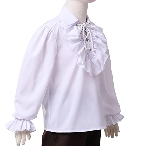 Graceart Boys Medieval Pirate Shirt Child Renaissance Ruffle Shirt Scottish Jacobite Ghillie Tops Kids White 2T To 16 Years #TOP5