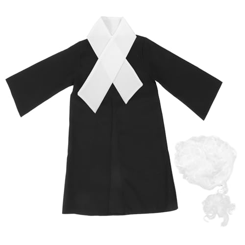 YARNOW Déguisement de Juge Garçon et Filles Taille M Postiche Garçon Costume D’Avocat pour Jeu de Rôle Manteau de Juge Noir et Accessoire pour Fête et Spectacle Éducatif