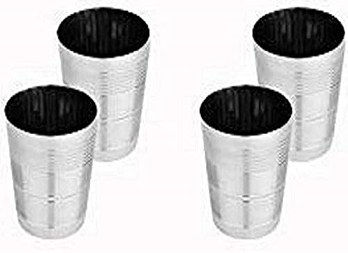 Sharda Metals Set of 4 Water Juice Glasses, 4 inches Full Size Stainless Steel Tumblr Drinkware Glass