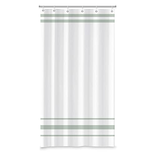 SDOTPMT 90x180cm Green and White Shower Curtain Modern Classic Green Striped Bath Curtain Countryside Farmhouse Minimalism Bathtub Curtain for Bathroom Decor Polyester with Hooks - Image 4