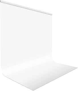 UTEBIT White Backdrop, 5x6.5FT/1.5x2M Photo Backdrop Portable Collapsible Photoshoot Backdrop Washable Polyester for Product Portrait Photography Photo Studio Streaming Zoom Video (Backdrop Only)