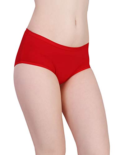 Image of PLUMBURY Women's Cotton Spandex Sanitary Period Panties Postpartum Underwear, Red